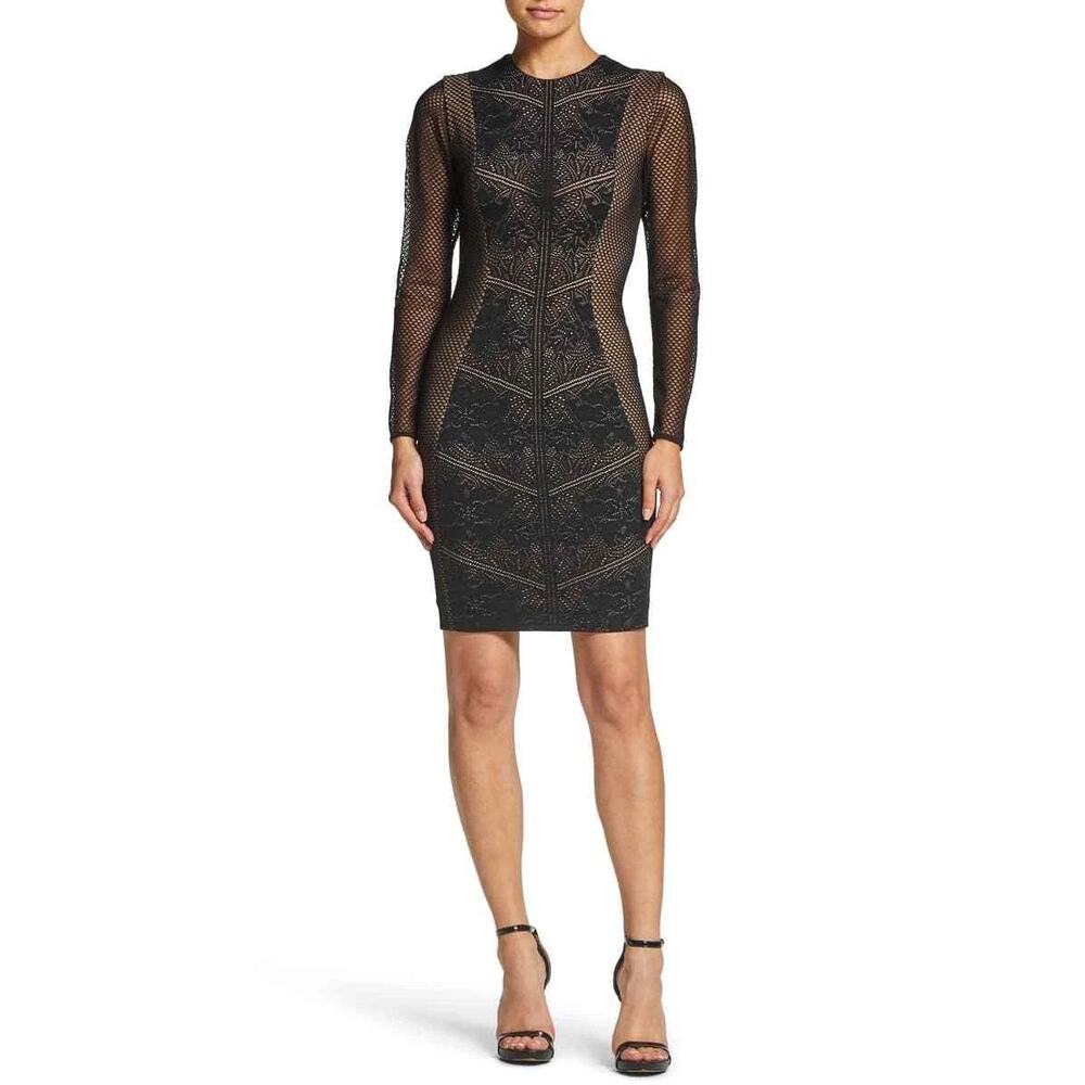 Dress The Population Tori Lace Overlay Body-Con Dress Size M